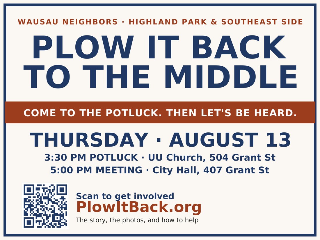 Plow It Back to the Middle yard sign